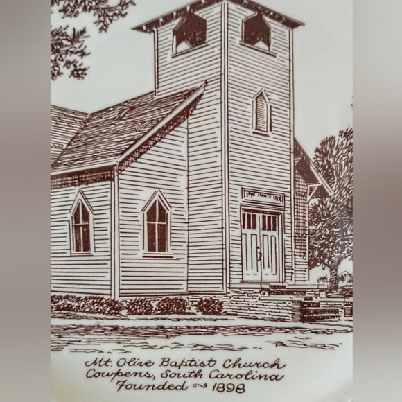 Homer Laughlin Eggshell Theme Plate - 1954/55 - "Mt. Olive Babtist" - Cowpens SC - Picture 3 of 9